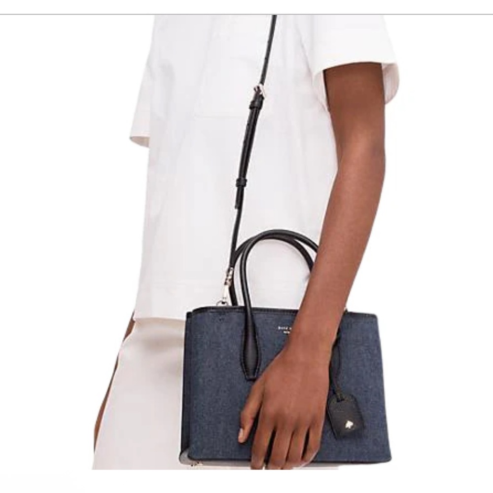 🔥 Kate Spade DENIM New York EVA DENIM SMALL ZIP TOP SATCHEL/CROSSBODY - Picture 8 of 15